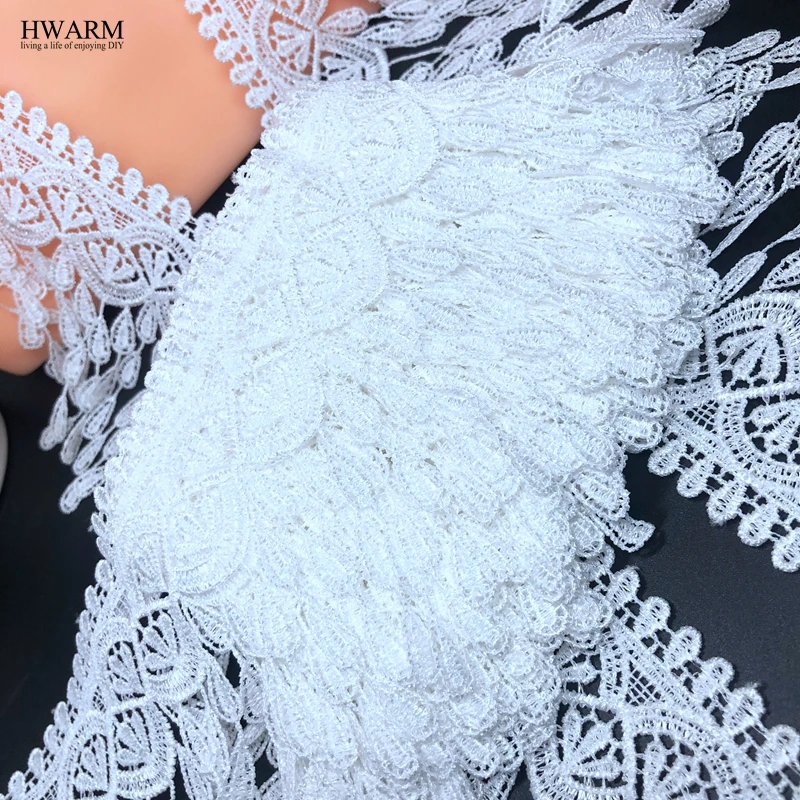 HWARM 5yard 8.8cm nappe bianche tessuto di pizzo nastro gonna da sposa accessori di abbigliamento fai da te classico poliestere codice a barre pizzo