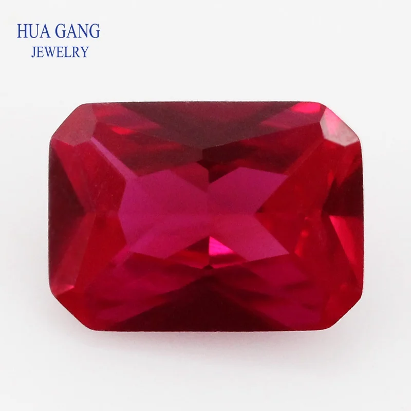 

5# Ruby Corundum Octangle Shape Princess Cut Synthetic Corundum Gems Stone For Jewelry Size 3x5~13x18mm