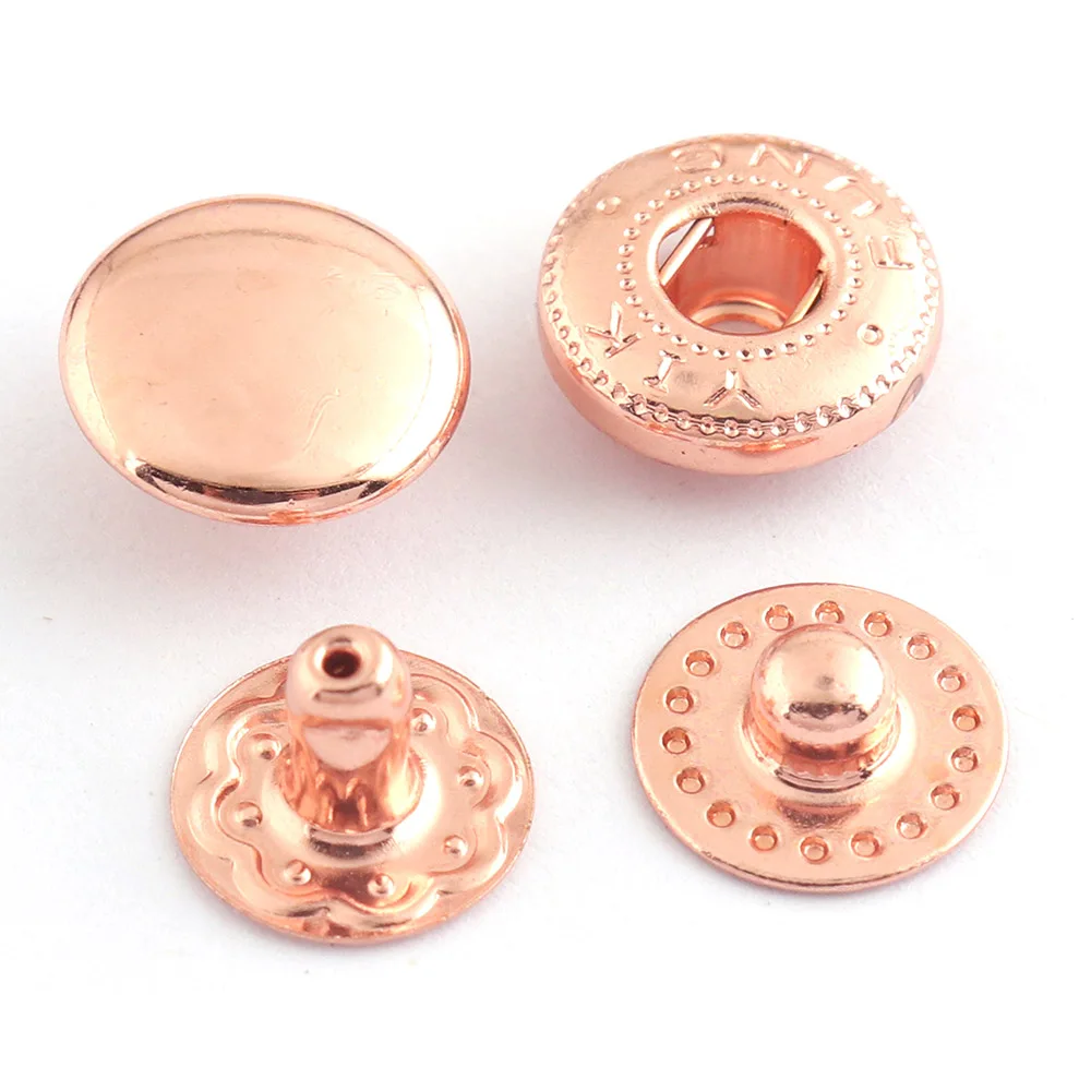 Rose Gold Snap Buttons Spring Snap Fasteners Snap Rivet Buttons Leather Craft Buttons Poppers Snap Fasteners Leather Closure