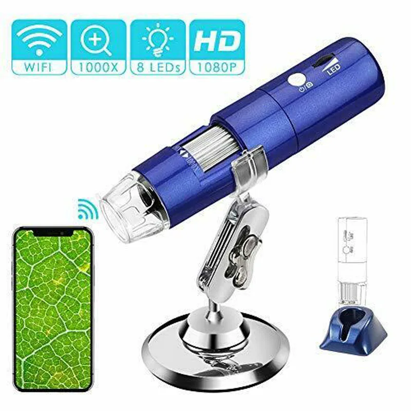 

Handheld 2MP 1080P WIFI USB Digital Zoom 1000x Microscope Magnifier Camera with Adjustable 8 LEDs for Android ios iPhone iPad