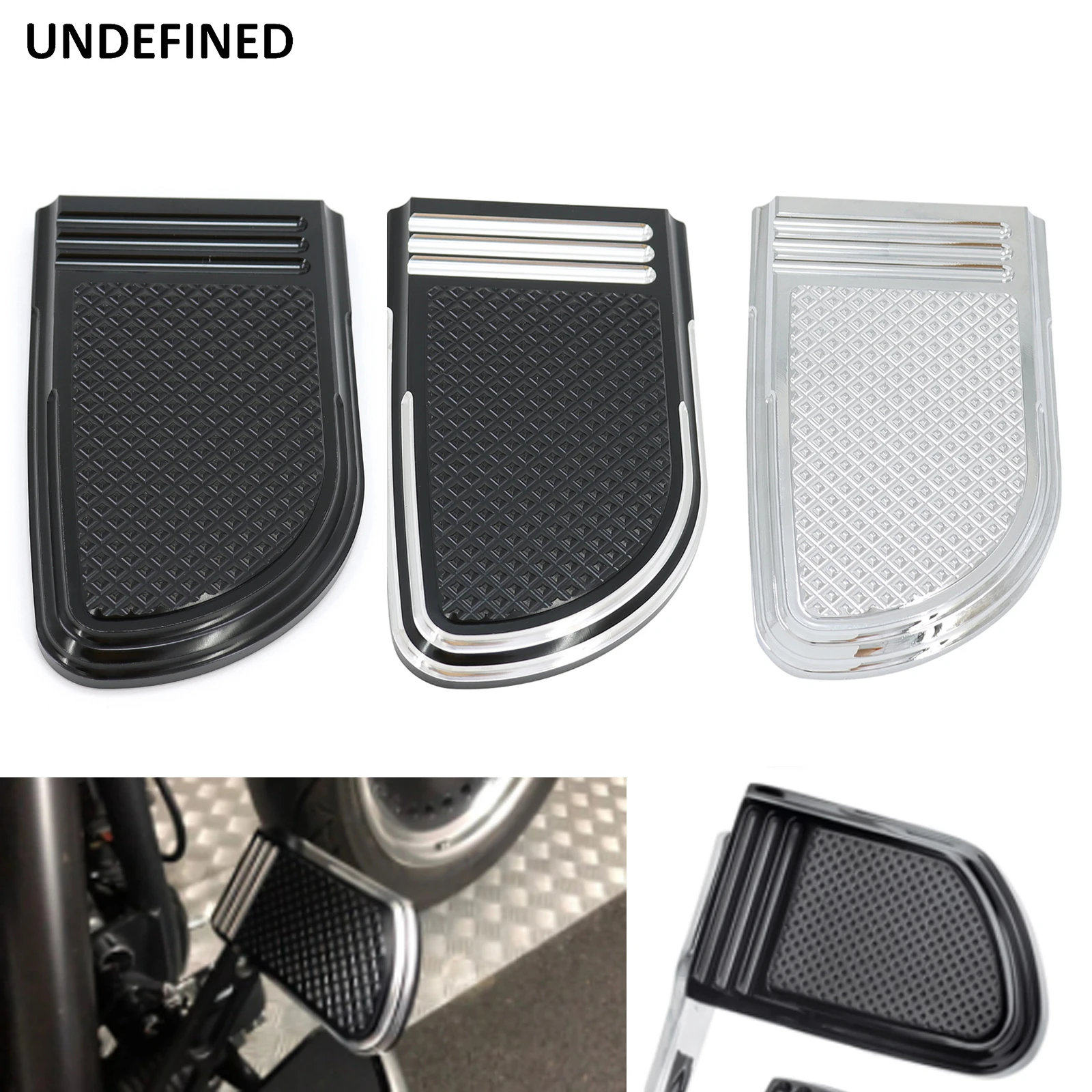 

Motorcycle Black/Chrome Large Foot Pegs Footrest Brake Pedal Pad Cover For Harley Softail Touring CVO Electra Glide Dyna Fat Boy