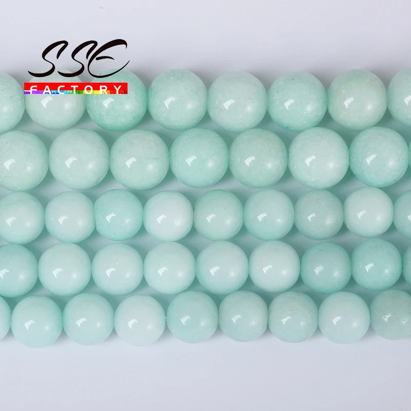 Wholesale Natural Stone Beads Blue Amazonite Round Loose Spacer agates Beads 4MM 6MM 8MM 10MM 12MM For Bracelet Necklace Making