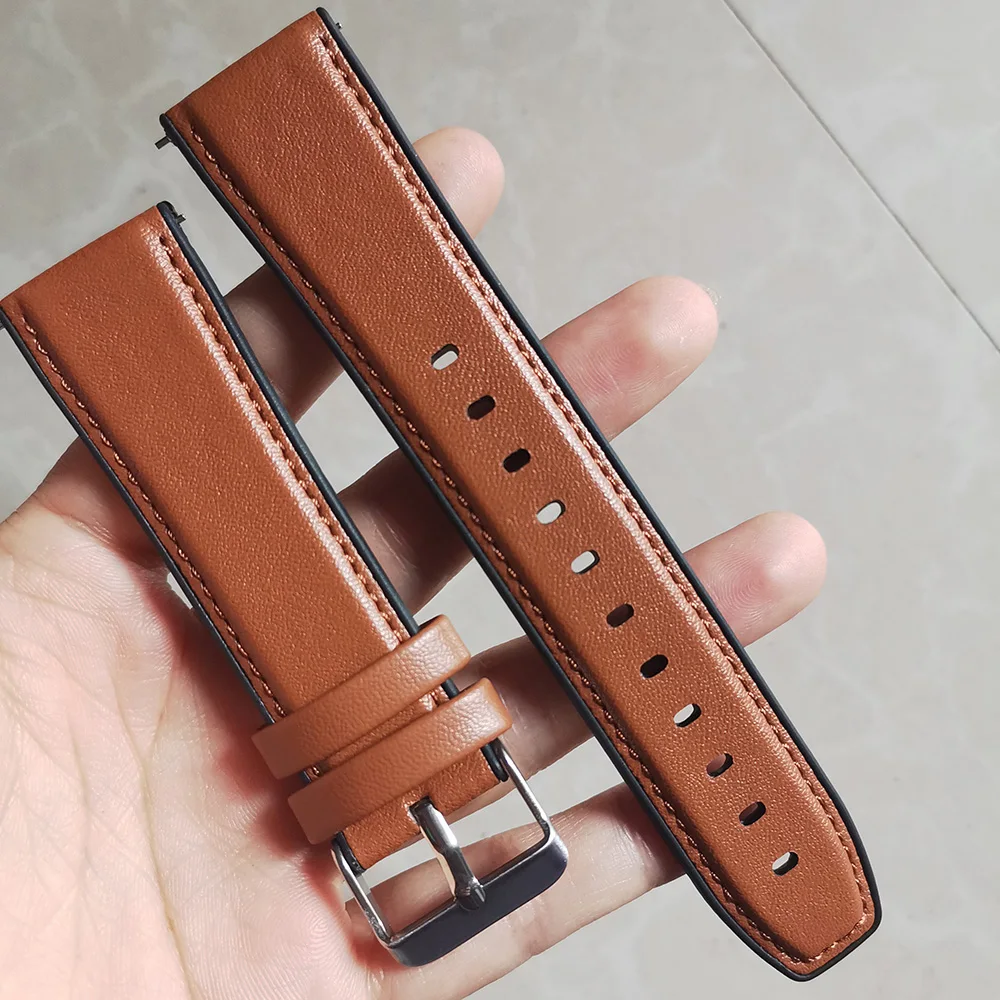 Leather Silicone Bracelet For Amazfit GTR 3 Pro Wrist Strap For Xiaomi Amazfit Pace/ Stratos 1 2 3 / GTR2 2e/ GTR 47mm Watchband