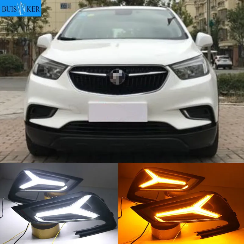 

2pcs LED For Buick Encore Opel mokka 2016 2017 2018 Driving DRL Daytime Running Light fog lamp Relay LED DRL Daylights