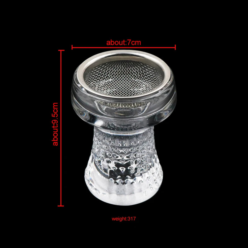 New High Quality Transparent Glass Hookah Bowls With Stainless Steel Screens Shisha Nargile Accessories