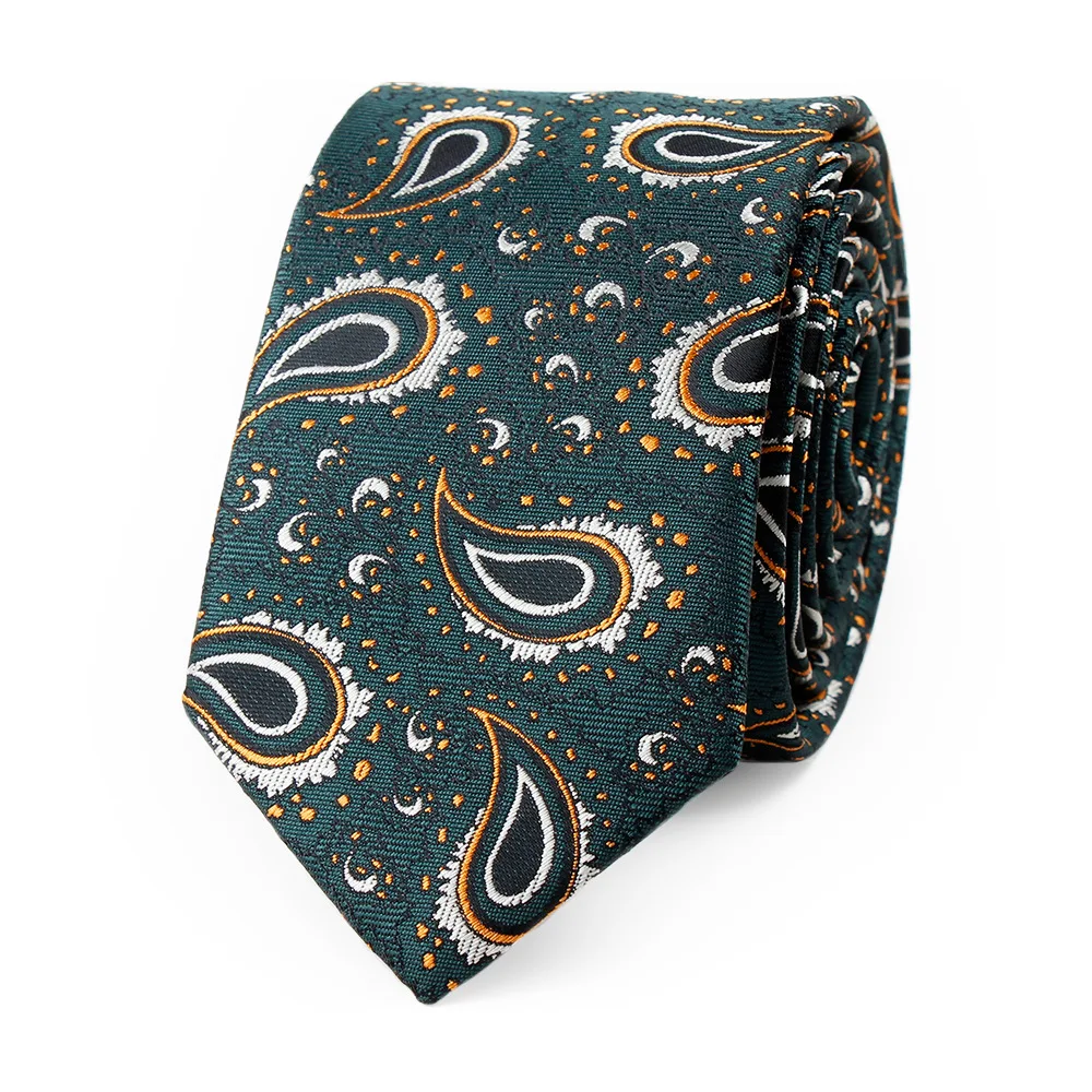 

Linbaiway 6cm Necktie Male Polyester Paisley Floral Jacquard Cashew Skinny Tie Men's Formal Dress Neck Tie Custom Logo