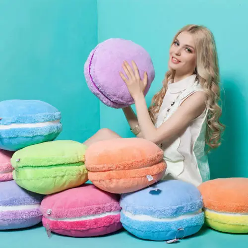 

2023 New Round Soft Plush Filled Pillow Soft Cushion 15'' Macaron Shape Gift Home Decor Girl Birthday Gift