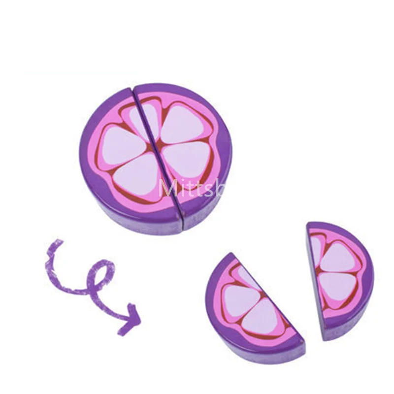 Simulation Magnetic Montessori Fruit Play House Strawberry Watermelon Banana Durian Seasoning Baking Toy Wooden Educational Toys