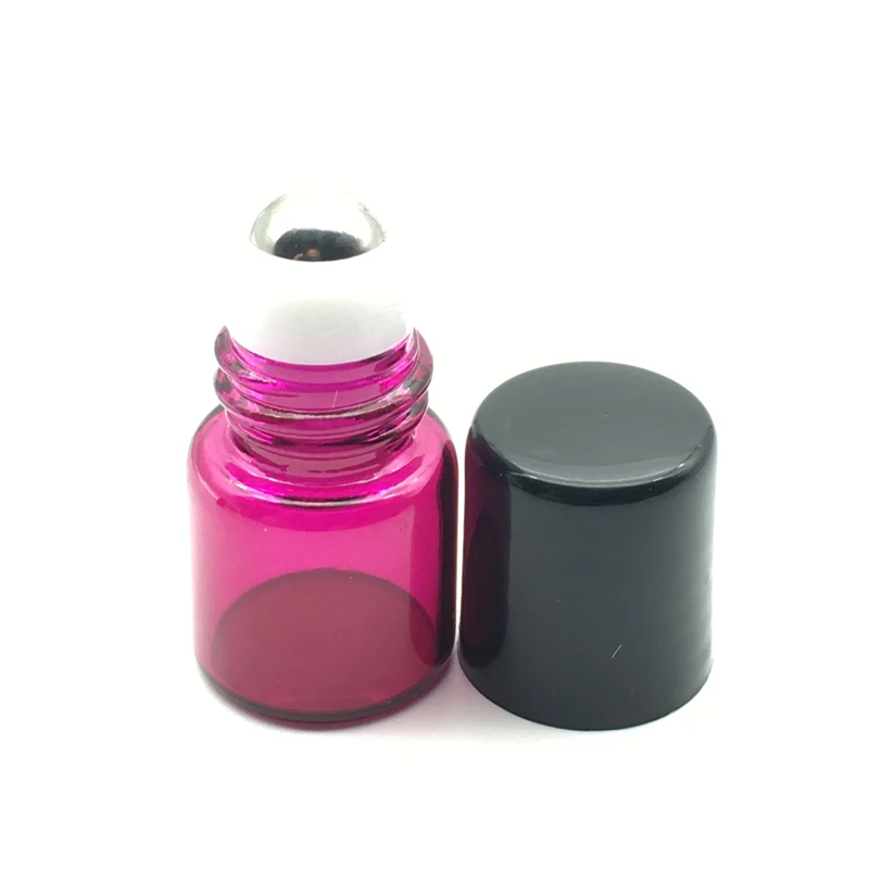 

20pcs 1ml Rose-red Glass Roller Bottle For Essential Oil Perfume Sample Liquid Jar Refillable Roll On Vial