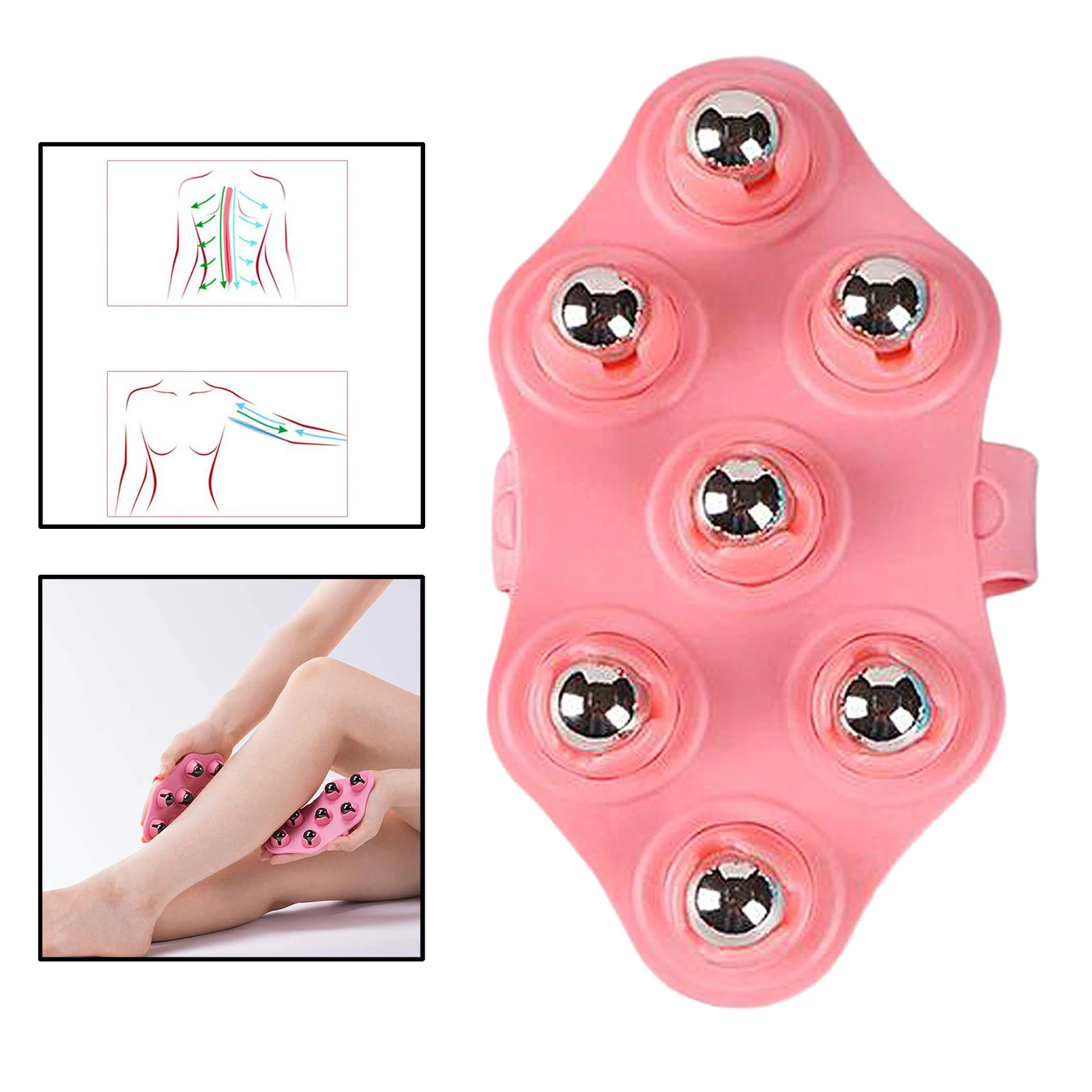 7 Ball Palm Shaped Lymphatic Hand Held Massager with Magnetic for Neck Roller Ball Massage Stress Relief Muscle Roller