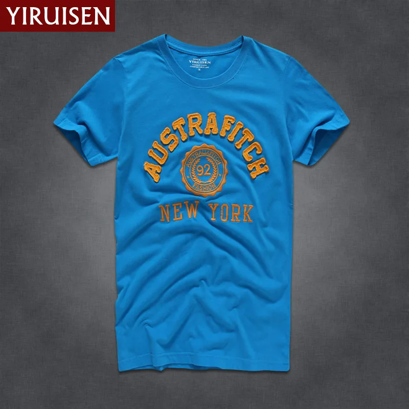 100% Cotton Mens T-Shirt Summer YIRUISEN Brand Embroidery Tees Homme O-Neck Short Sleeve Vintage Male Casual Style Soft Clothing