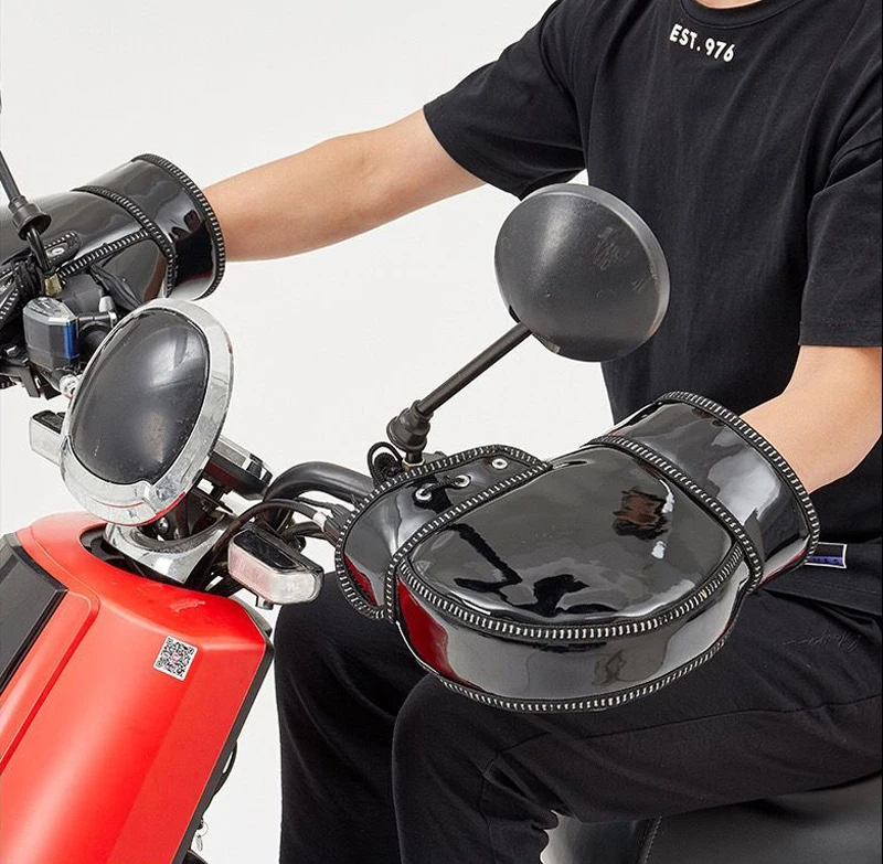 1 Paar Motorrad-Lenkermuffen Winter-Fahrradhandschuhe Wasserdichte Lenkerhandschuhe Schneemobil E-Bike Motorrad Thermo-Handschuhe – Detail 19