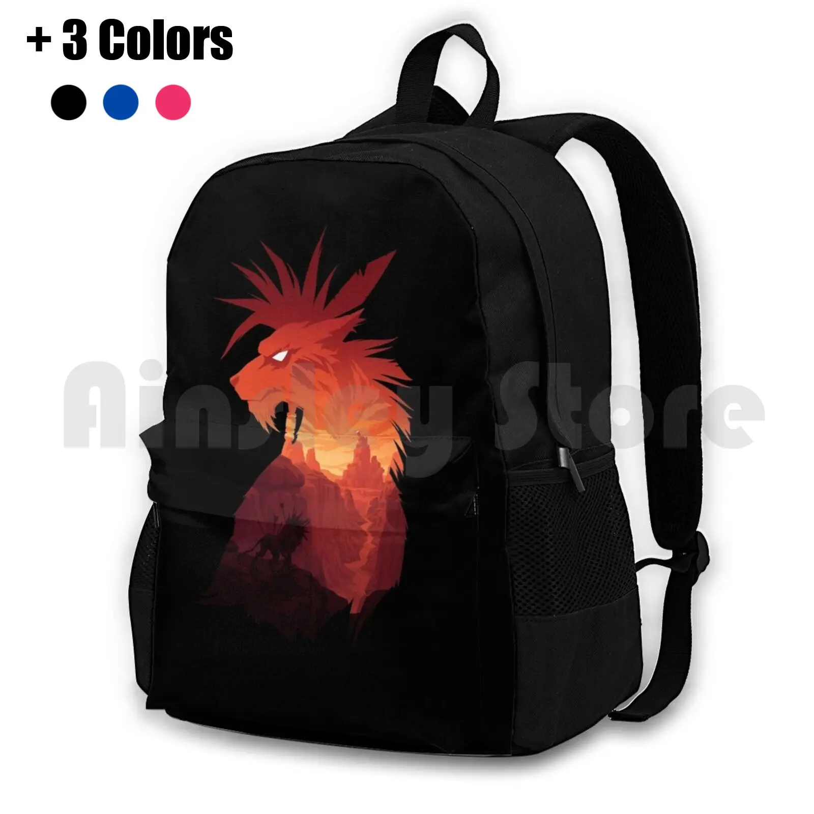 The Guardian Black Outdoor Hiking Backpack Waterproof Camping Travel Final Fantasy Red Xiii Red 13 Final Fantasy Vii Final