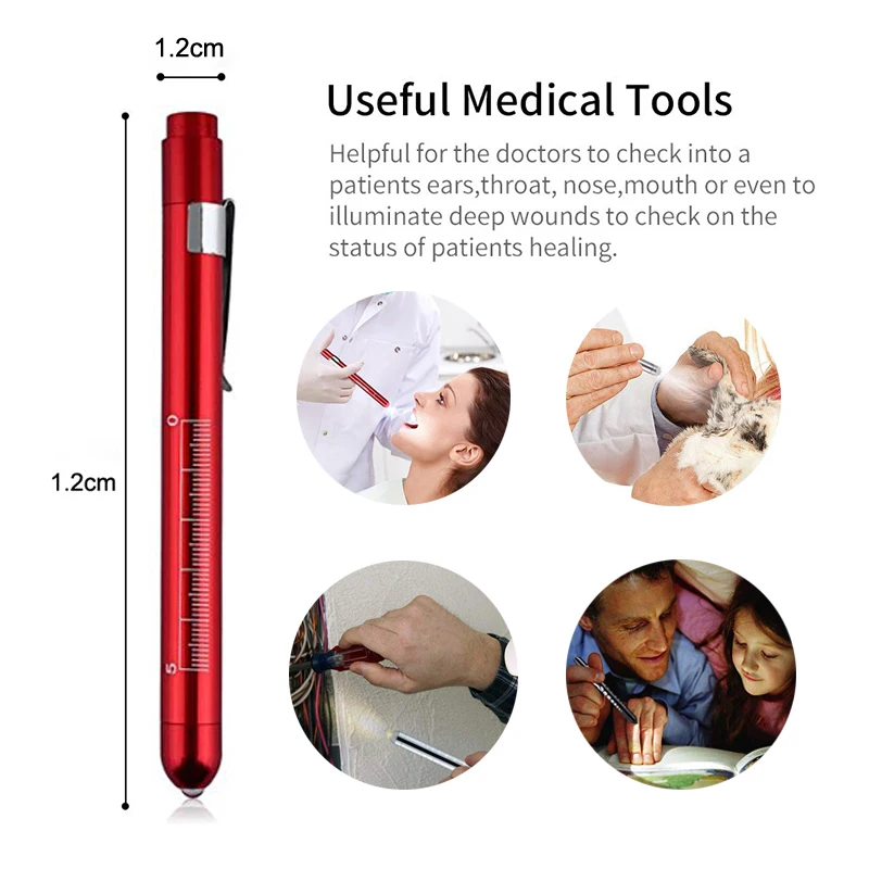 Portable Mini Penlight Medical LED Pen Flashlight Red Nurse Pen Light White/Yellow Light With Metal Clip For Detect