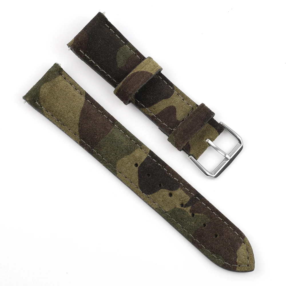 Onthelevel Camouflage Watch Strap Suede Leather Watch Band 18 20 22mm Replacement Watchband For Sports Watch #E