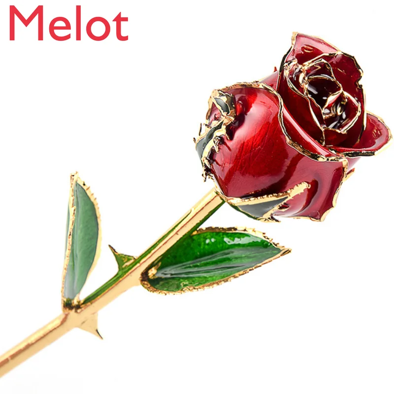 

Fashion High-Grade 24K Gold Plated Natural Artificial Rose Valentine's Day Community Proposal Gift Precious Collection