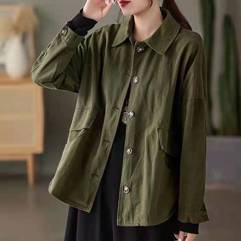 Max LuLu Autumn 2021 Outerwear Womens Khaki Korean Style Vintage Jacket Basic Lady Casual Coat Button Harajuku Loose Clothing