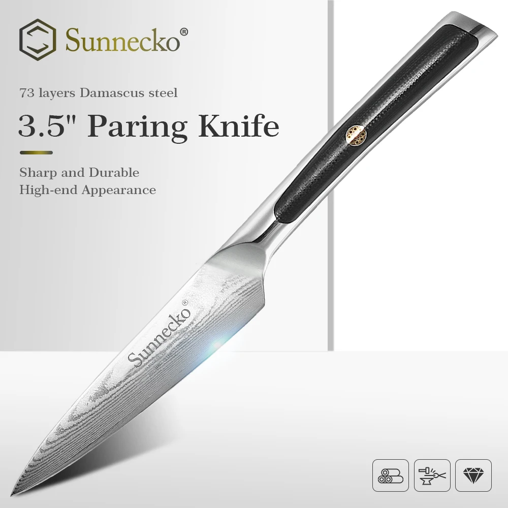 

Sunnecko High Quality 3.5'' Paring Knife Damasucs Japanese VG10 Steel Core Blade Kitchen Knives G10 Handle Sharp Fruit Cutter