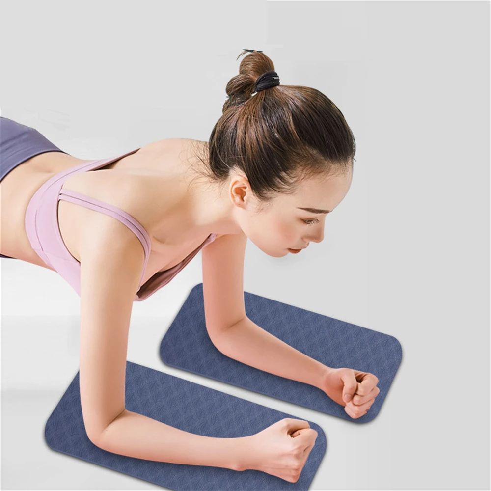 TPE Non-slip Yoga Mat for Pilates, Fitness Exercise, Flat Support, TPE Knee Pad, Double Side, Plank Elbow Pad, 1 Pair, 34x17x1cm