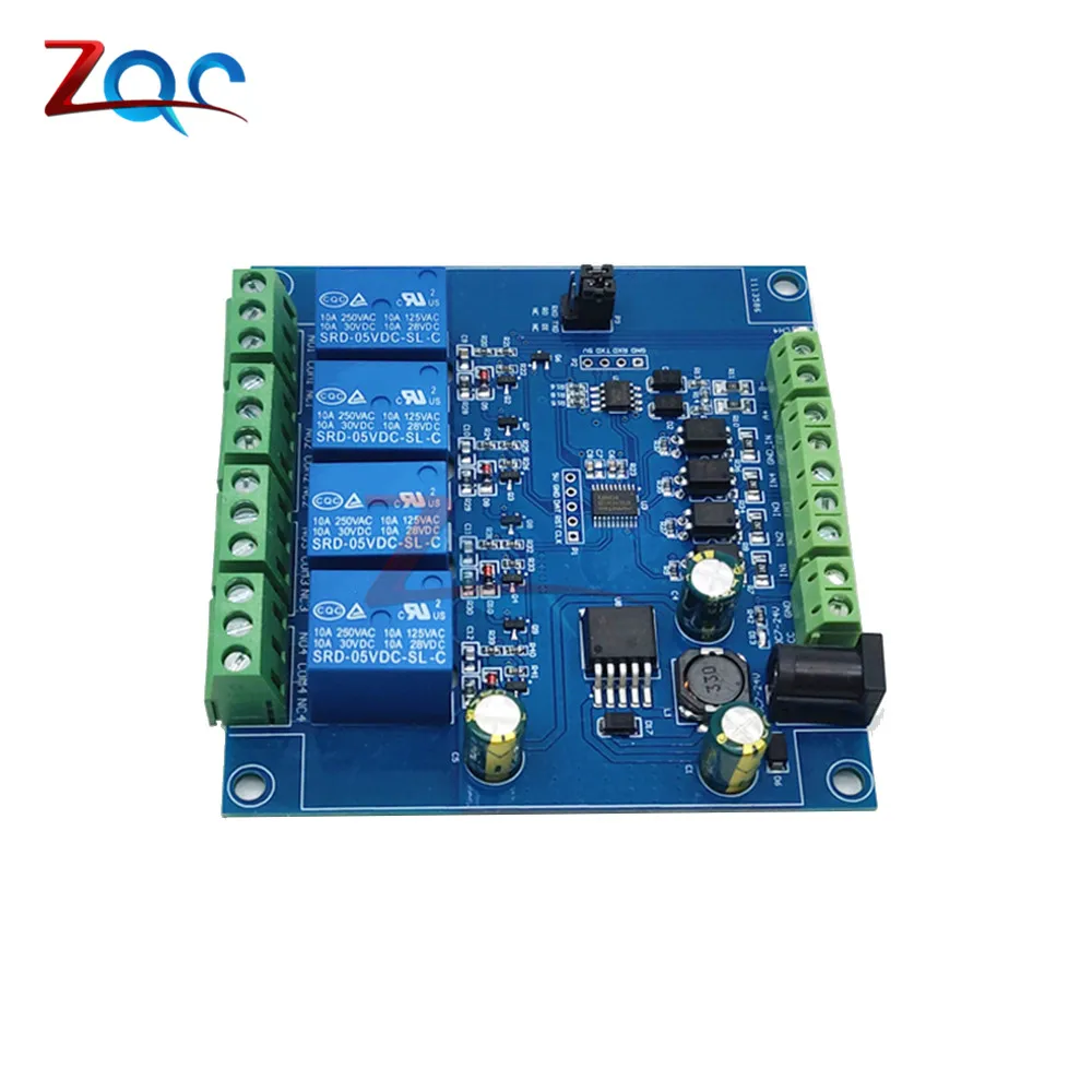 DC 7-24V Modbus-RTU 4 Channel Relay Module RS485 TTL Controller Switch Signal Input Output Anti-reverse Connection for Arduino