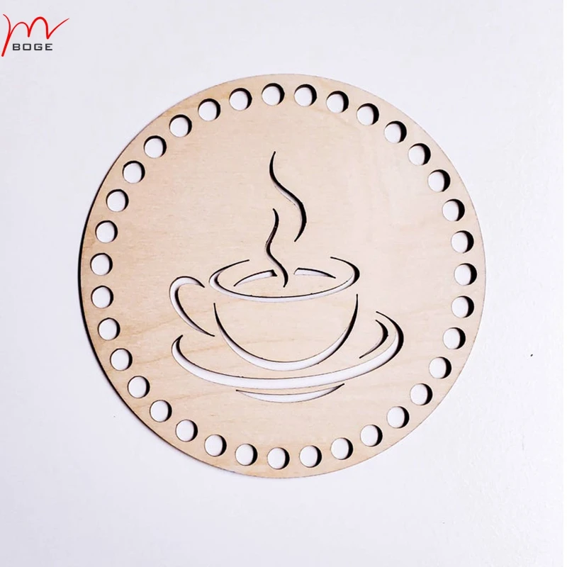 10pcs  Round Base Wooden Bottom for crochet coasters and trivets Crochet Wooden base with holes DIY crochet for Basket Making