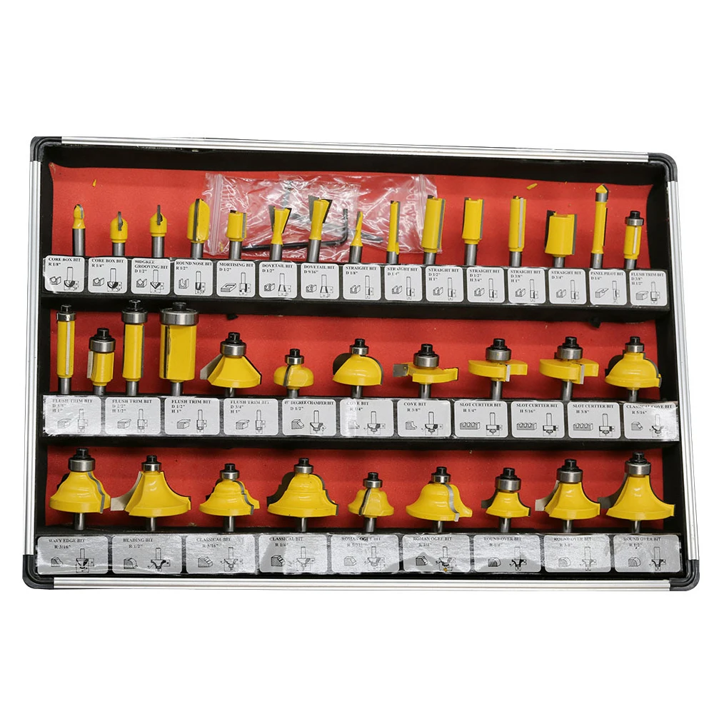2025 35pcs DIY Wood Milling Cutter Shank Router Bit Set Trimming Machine Tool for Electric Trimmer Wood Work Cutting Kit