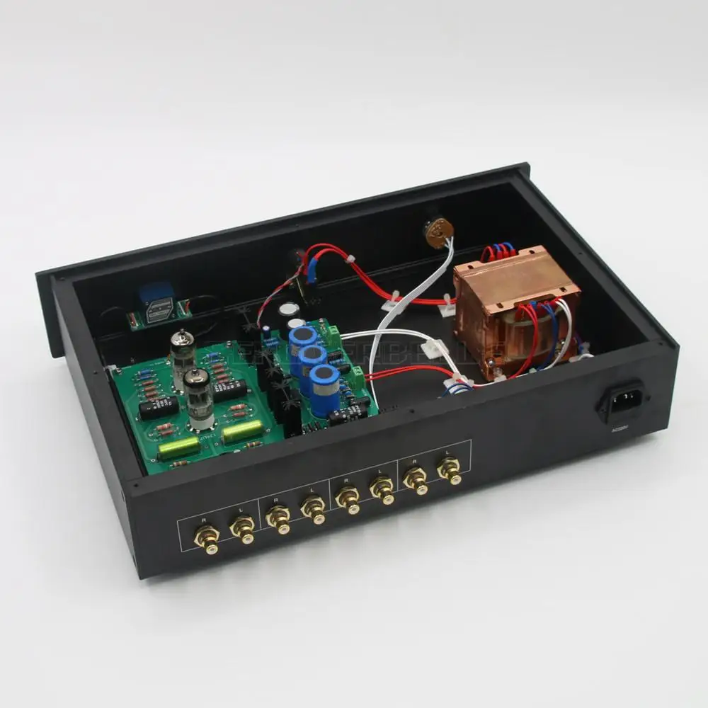 Finished Black C19 Pre-amp Audio HiFi Stereo WE420A/5755+12AU7 Vacuum Tube Preamplifier