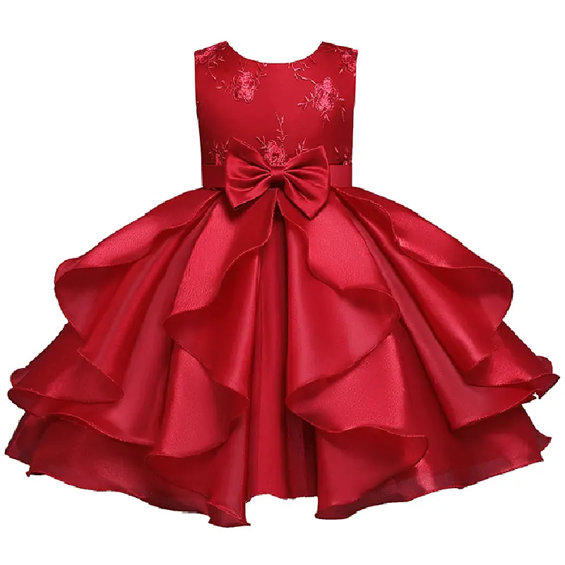 Vestito da natale con fiore ricamato per ragazza per bambini compleanno principessa abbigliamento per feste bambino neonato vestito per bambini per