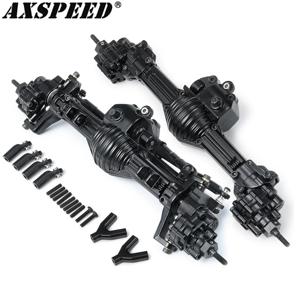 AXSPEED RC Car Front & Rear Straight Complete Axle for 1/10 RC Crawler Axial SCX10 II 90028 Metal Axle Upgrade Parts