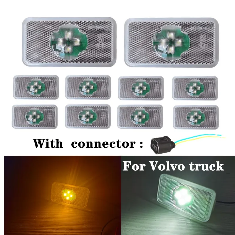 

10X Amber White E2 Led Reflector Side marker for volvo Trailer Light Emark for Volvo truck spare parts OE 20789440 120*45mm