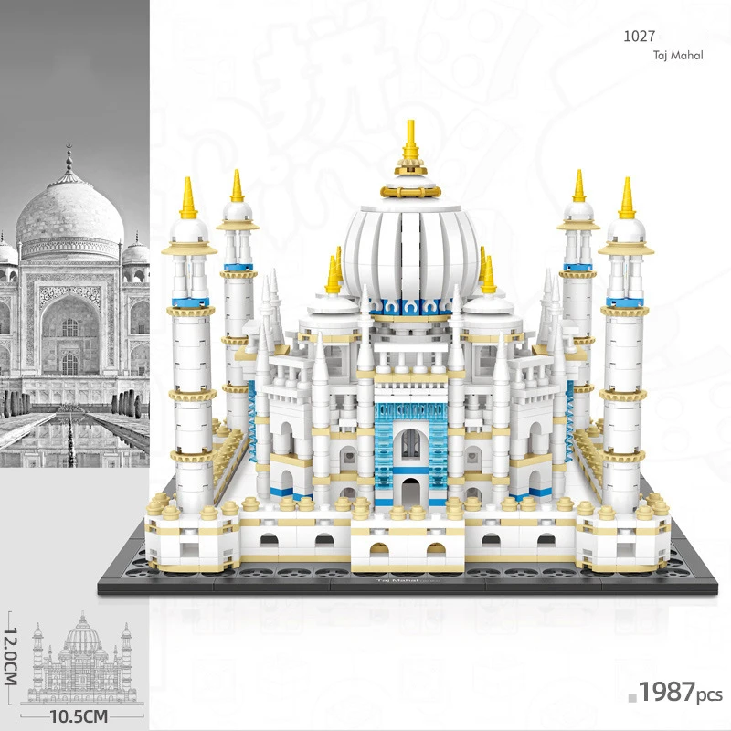 Mini bloco de arquitetura mundialmente famosa taj mahal índia micro tijolos de construção modelo brinquedos educativos nanobricks coleção para presentes