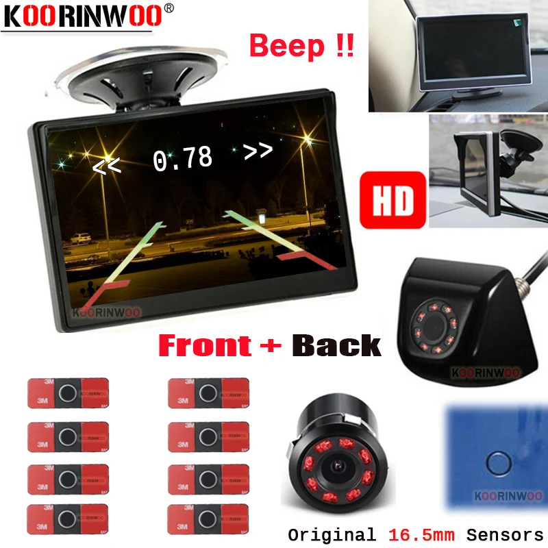 

Koorinwoo Universal For BMW/AUDI/VW Radar Detector Car Monitor 8 Parking sensor system with camera Car Backlight Parking Assist