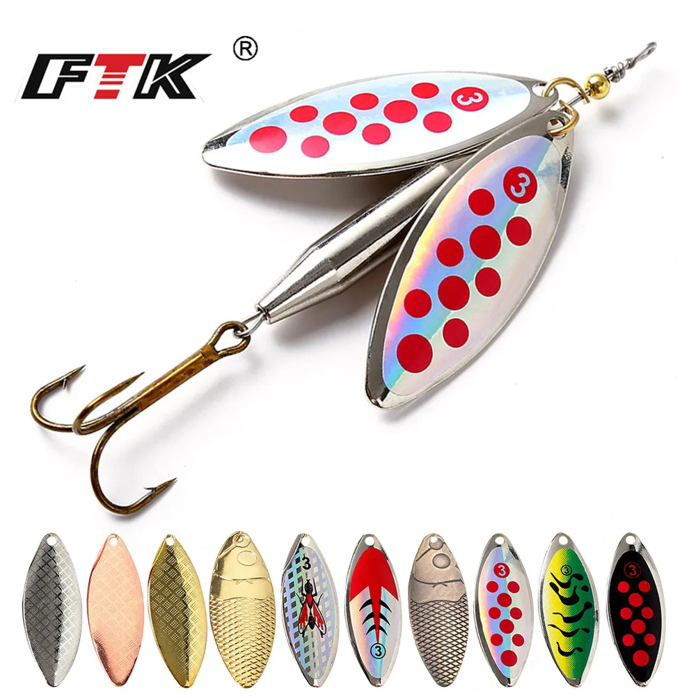 

FTK 1PC Double Spinner Long Cast Coloful Bait Fishing Lures Pesca Spinner Sequin Paillette carp