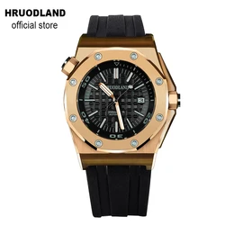 Hruodland Miyota 9015 Bronze Black Automatic Men Luxury Watches Sapphire Crystal See Through Back Mechanical Diving Wrist watch