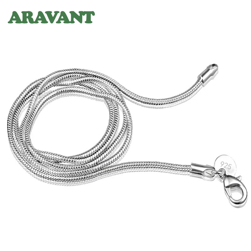 Aravant 925 Zilver 2Mm Slang Ketting Voor Mannen Vrouwen Mode Sieraden Geschenken