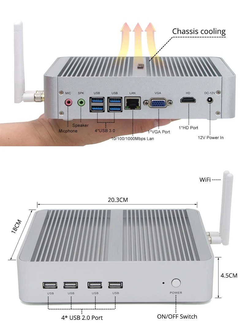 Partaker-Mini PC de 12ª generación, procesador Intel Core i5 1235U, Windows 10, VGA, HD, WIFI, 2280 M.2 DDR4, NVME, sin ventilador