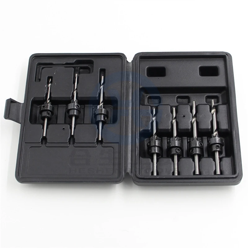 

7pcs Professional Countersink Drill Bit Set Tampered Drill Wood Screw Drills Stop Collar Woodworking