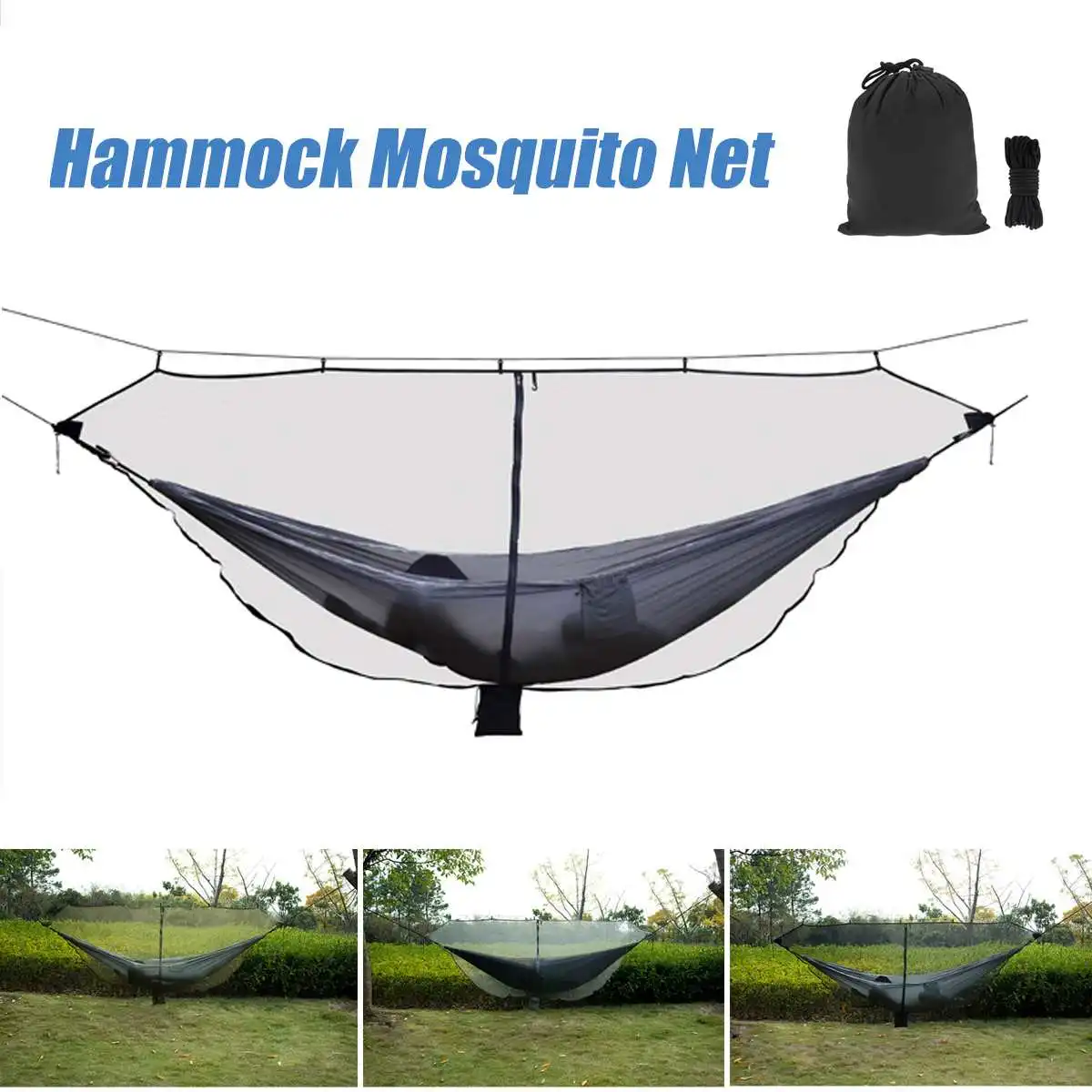 Mosquitera portátil para exteriores, hamaca de viaje de fácil configuración, tela de nailon para acampar, mosquitera plegable para dos personas