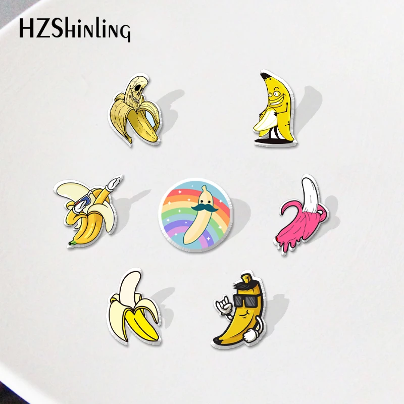 Funny banana Acrylic Lapel Pin Badge Resin Epoxy Jewelry