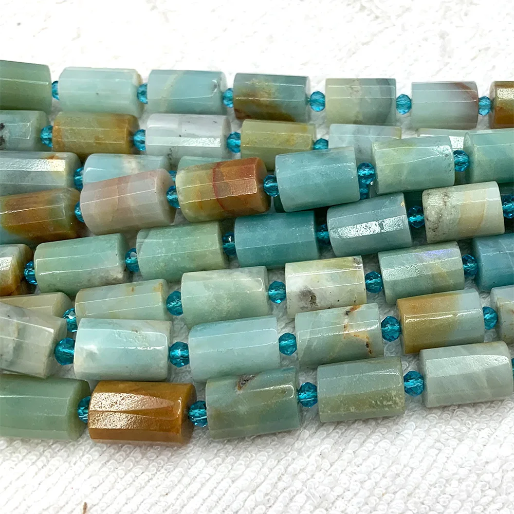 Veemake Faceted Column Tube Beads Amethyst Lapis Lazuli Quartz Amazonite Apatite Ametrine Chrysoprase Moonstone Labradorite C4