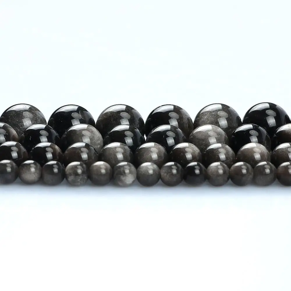 Natural Stone Black Flash Obsidian High Quality 6/8/10/12mm Beads Loose Spacer Beads For Jewelry Making DIY Bracelet Necklace