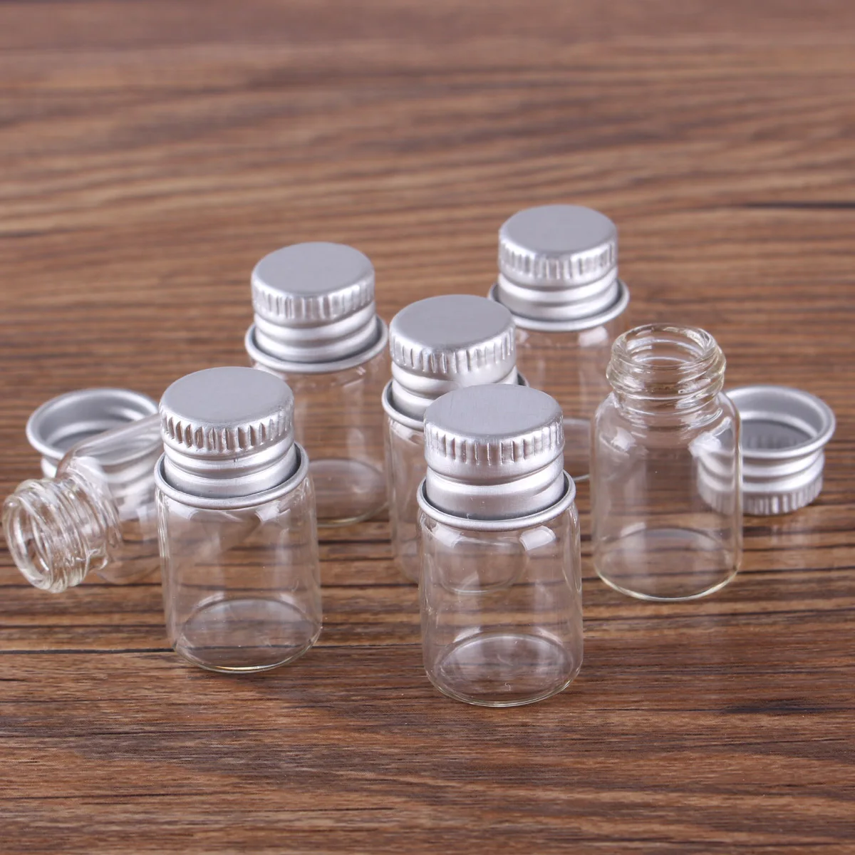 Garrafas de vidro transparentes do diâmetro 16mm de 10 pces com vidro dos tampões de alumínio que desejam garrafas 2ml 4ml 6ml mini frascos de vidro