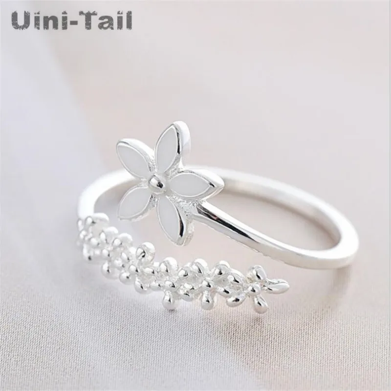 Uini-Tail hot new 925 Tibetan silver sweet plum blossom opening ring small fresh fashion trend cute high quality jewelry JZ022