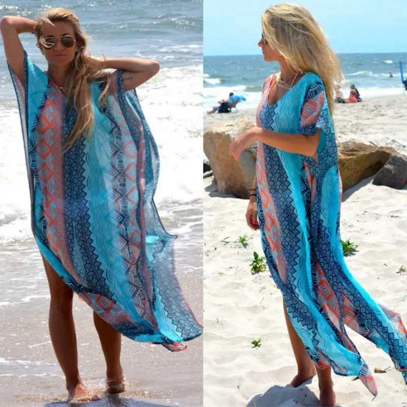 

Summer Beach Dress Women Sexy Tunic Pareos Sarong Swimwear Kaftan Robe Sundress Ladies Swim Bikini Cover up