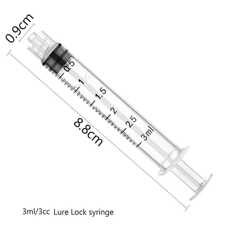 3CC/ML Plastic Syringe Luer Lock Without Needle Bulk Package Use for Lab,Measurement and Dispensing and industrial use only
