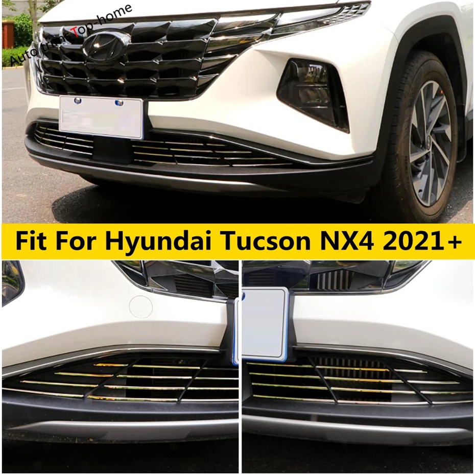 

For Hyundai Tucson NX4 2021-2023 Front Bottom Bumper Molding Racing Grille Strip Cover Trim Stainless Steel Exterior Accessories