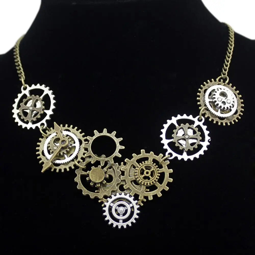 Vintage spersonalizowany Steampunk Gear wisiorek naszyjnik z amuletem biżuteria mężczyźni kobiety łańcuszek na szyję moda uliczna akcesoria hip-hopowe