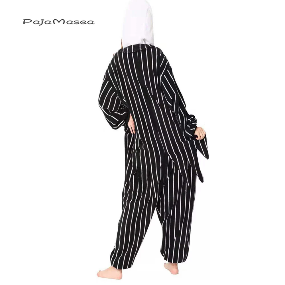 PAJAMASEA Men (145-200CM) Jack Skull Cosplay Onesie Women Halloween Cartoon One-Piece Kigurumi Adults Christmas Party Costume