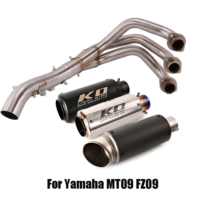 

Motorcycle Exhaust Front Header Tube Connecting Link Pipe Muffler End Tips 51mm Exhaust Pipe Slip On For Yamaha MT09 FZ09