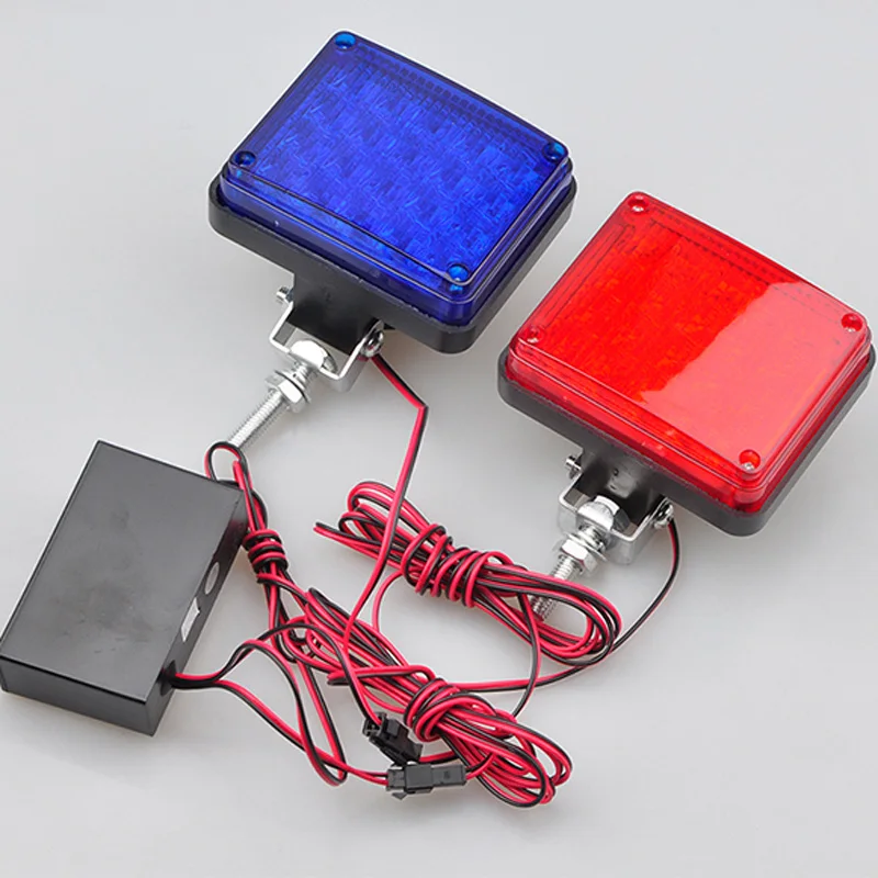 1 Set  Blue POLICE Motorcycle Led driving flash light Fog light Moto Emergency warning Strobe flasher beacon signal Caution lamp